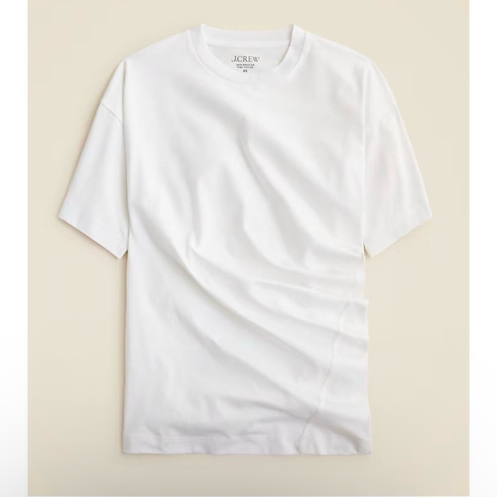 NWT J. Crew Pima Cotton Asymmetrical Ruched T-shirt White